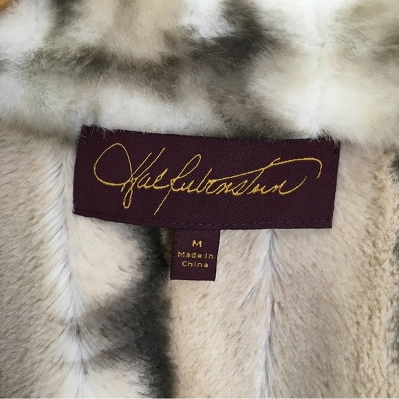 Hal Rubenstein gray leopard lined faux fur jacket Medium Penny Lane coat - Picture 10 of 14